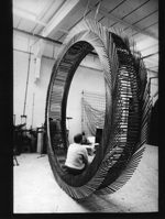 STUART BRISLEY, Hille Fellowship, 1970, Poly Wheel – Robin Day stacking chairs. 212 chairs circle.